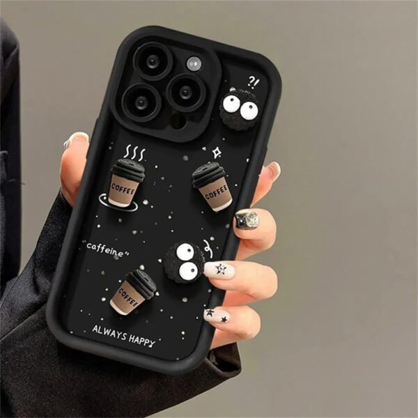 Unique 3D Cartoon And Coffee Soft Case for iPhone 16 Pro